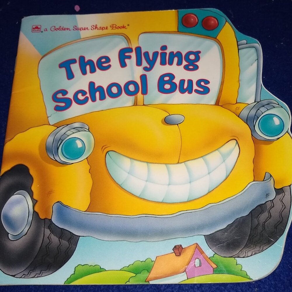 Golden Super Shape Book: The Flying School Bus 1990 by Seymour Reit Vintage